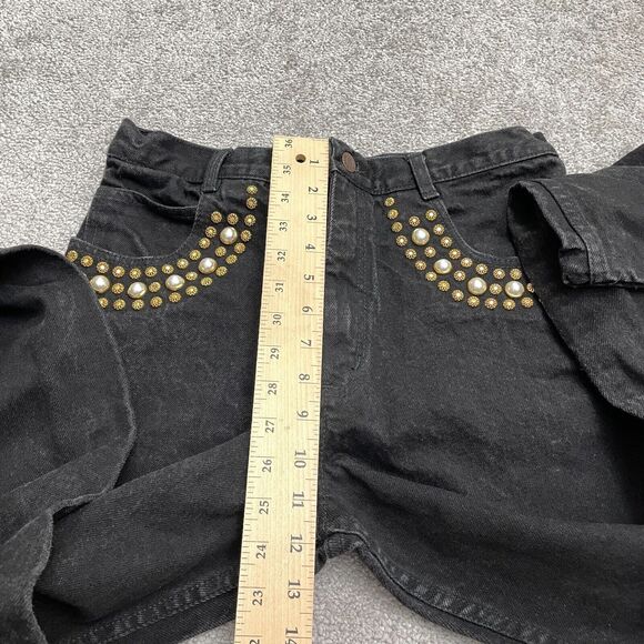 Brighton Blue Lexicco Vintage Studded Denim Jeans Womens 11/12 Black Straight - Picture 8 of 13